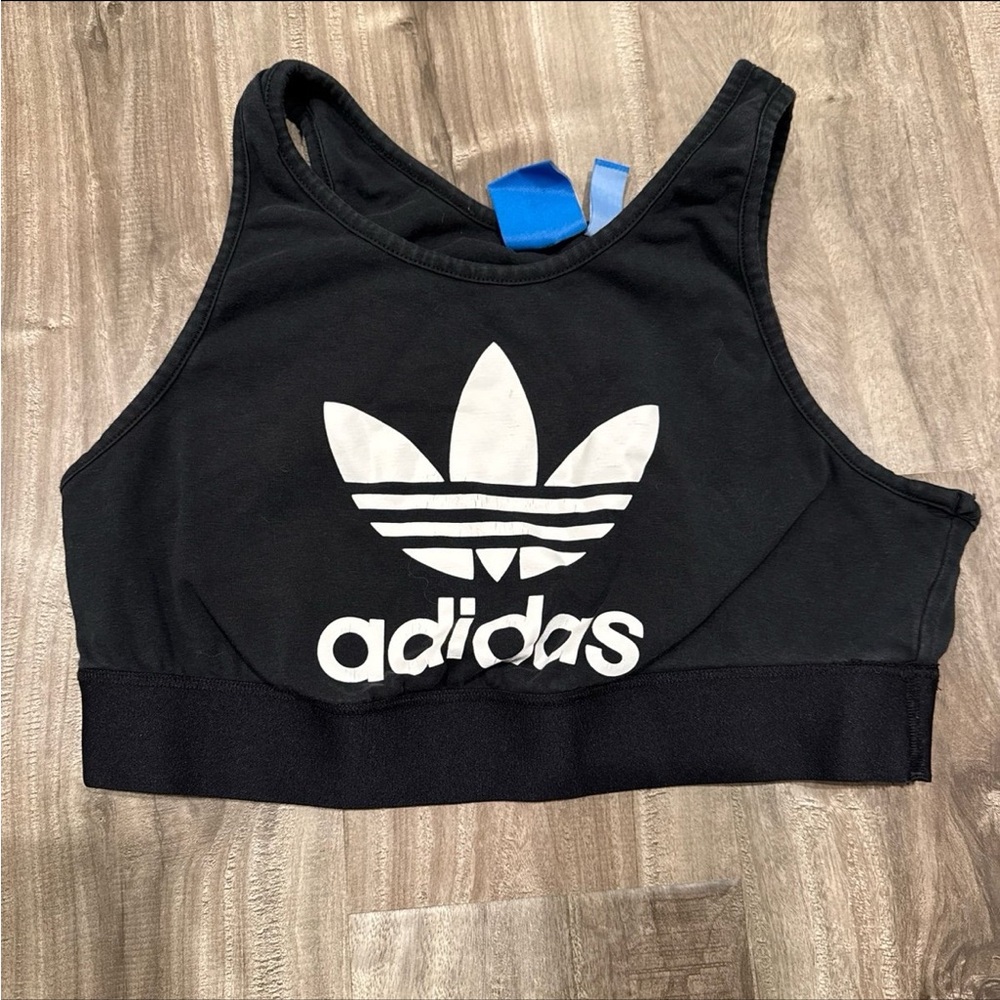 Adidas Black and White Logo Crop Top